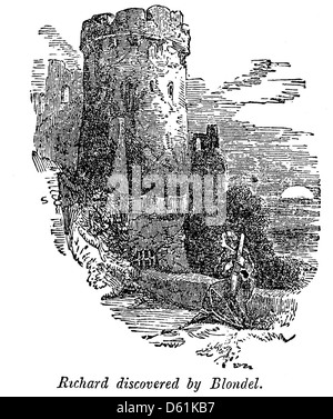 Diese Illustration aus „A Pictorial History of England“ (1854) zeigt Richard Blondel, eine wichtige historische Figur, die für seine Verbindung zu Richard Löwenherz bekannt ist und der Erzählung der englischen mittelalterlichen Geschichte Tiefe verleiht. Stockfoto