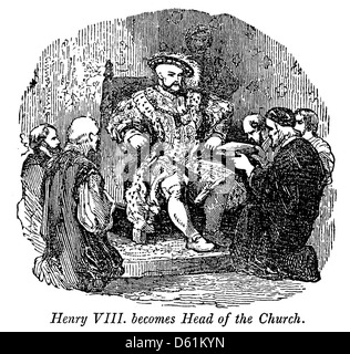 Eine Illustration aus dem 1854 erschienenen Buch „A Pictorial History of England“, die eine anglikanische Kirche darstellt. Das Bild spiegelt den architektonischen Stil und die historische Bedeutung der Kirche im England des 19. Jahrhunderts wider. Stockfoto