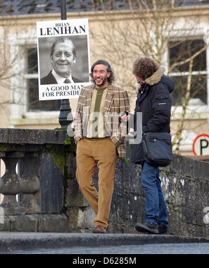 Steve Coogan Film-set für die sechsteilige Comedy-Serie "Moone Boy" Boyle, Irland - 12.01.12 Stockfoto