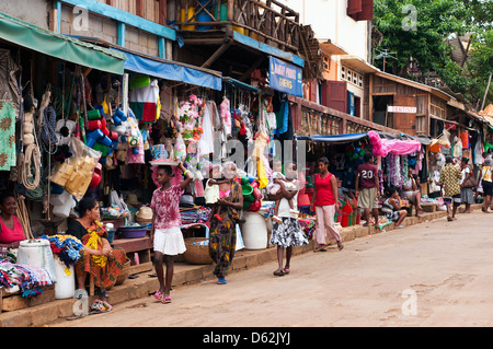 Street Market Scene, Hölle - Ville, Nosy-werden, Madagaskar Stockfoto