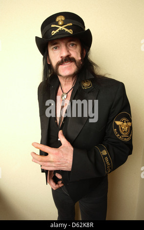 Lemmy Kilmister englischer Musiker und Sänger der Rockband Motörhead in London, England fotografiert. Stockfoto