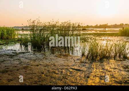 Einen ruhigen Blick des Flusses Dniper bald im Morgengrauen Stockfoto