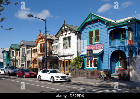 Häuser an der Marine Parade in Napier, Hawkes Bay, Neuseeland Stockfoto