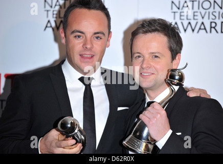 Anthony McPartlin und Declan Donnelly National Television Awards statt in der O-Arena - Press Room. London, England Stockfoto