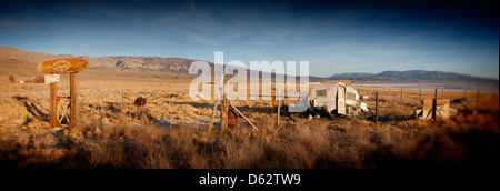 Panoramablick auf Keeler Strand in der Nähe von Lone Pine in Kalifornien, Nord-Amerika-USA Stockfoto