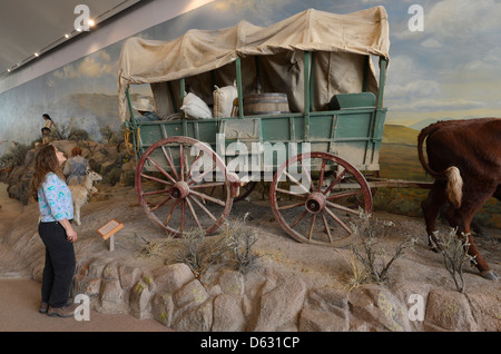 Diorama in der Oregon Trail Interpretive Center in der Nähe von Baker City, Oregon. Stockfoto