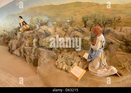 Diorama in der Oregon Trail Interpretive Center in der Nähe von Baker City, Oregon. Stockfoto