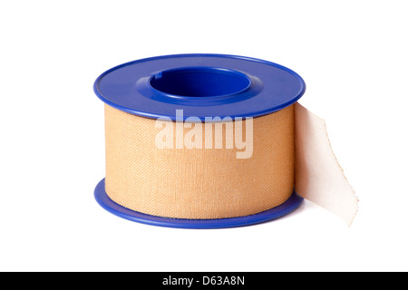 Rolle der medizinischen Heftpflaster auf weißem Hintergrund, einschließlich Beschneidungspfad Stockfoto