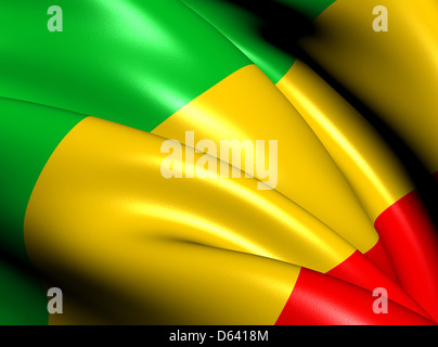 Flagge von Mali. Hautnah. Stockfoto