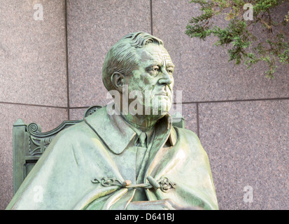 Detail der Kopf der Statue des Präsidenten Franklin Delano Roosevelt in das FDR Memorial, Washington DC, USA Stockfoto