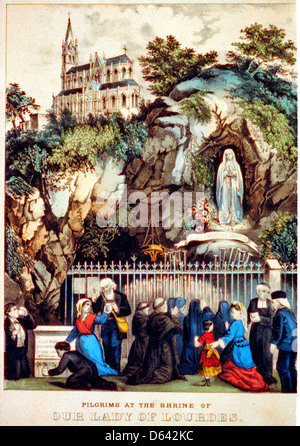Pilger im Heiligtum der Muttergottes von Lourdes, um 1900 Stockfoto