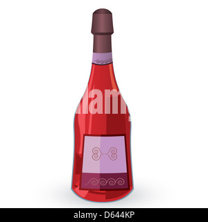 Flasche mit rosa Wein Raster illustration Stockfoto