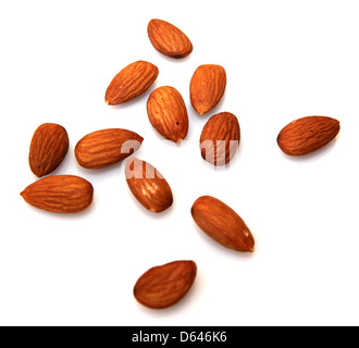 Mandeln, die isoliert auf weißem Hintergrund Stockfoto