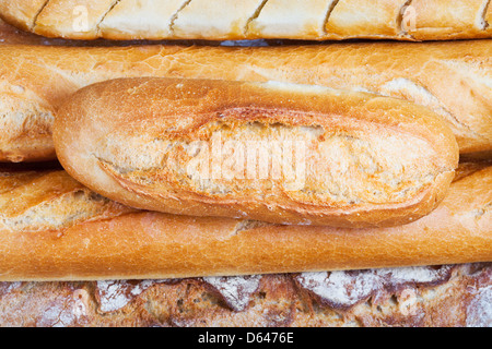 frisch gebackene Brote hautnah Stockfoto