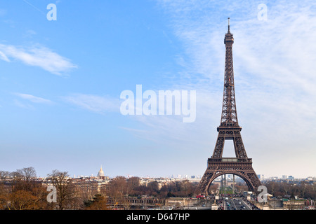 Panorama Blick auf Eiffelturm vom Trocadero in Paris Stockfoto