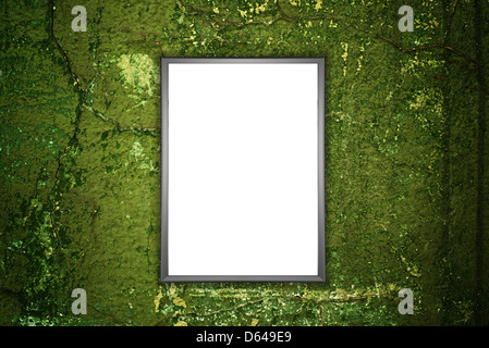 Helle Anzeige Display an grünen Grunge Wand. Werbetafeln Stockfoto