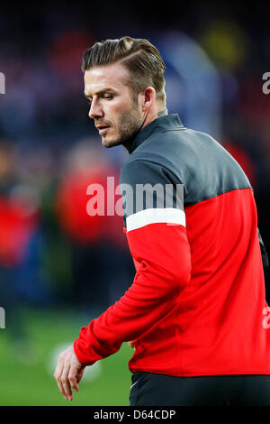 Barcelona, Spanien. 10. April 2013. David Beckham (PSG), 10. April 2013 - Fußball / Fußball: UEFA Champions League-Viertelfinale 2. Bein match zwischen FC Barcelona 1: 1-Paris Saint-Germain im Camp Nou in Barcelona, Spanien. (Foto von D.Nakashima/AFLO/Alamy Live-Nachrichten) Stockfoto