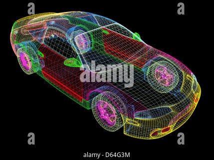 Computer aided Design eines Autos Stockfoto