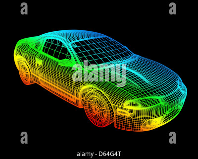 Computer aided Design eines Autos Stockfoto