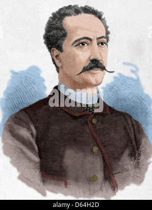 Manuel Catalina Rodriguez (1820-1886). Spanische drastischer Schauspieler. Farbige Gravur. Stockfoto