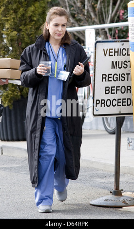 Alyssa Mila am Set ihres neuen Films "Silvester", Dreharbeiten in Manhattan New York City, USA - 09.03.11 Stockfoto