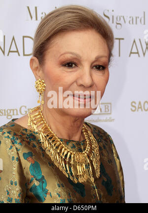 HM Königin Farah Pahlavi vom Iran kommt für die Eröffnung von Marianne & Sigvard Bernadotte Art Awards Gala 2012 in Stockholm, Schweden, 7. Juni 2012. Foto: Albert Nieboer / RPE Niederlande, Stockfoto