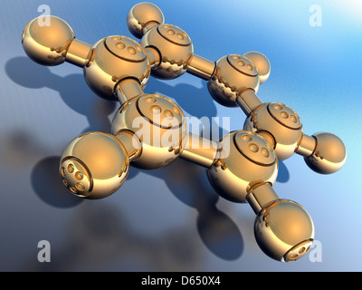 Benzol, Molekülmodell Stockfoto