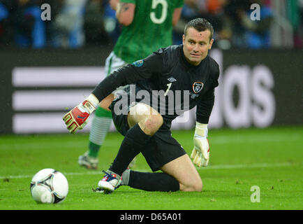 Irlands Torwart Shay gegeben während der UEFA EURO 2012-Gruppe C Fußball match Spanien Vs Irland im Arena Gdansk in Danzig, Polen, 14. Juni 2012. Foto: Andreas Gebert Dpa (siehe Kapitel 7 und 8 der http://dpaq.de/Ziovh für die UEFA Euro 2012 Geschäftsbedingungen &) Stockfoto