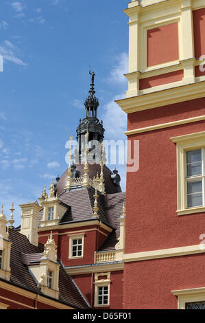 Das neue Schloss (neuer Palast) in Bad Muskau, Deutschland, 11. Mai 2012. Der Muskauer Park ist ein UNESCO-Weltkulturerbe. Foto: Matthias Hiekel Stockfoto