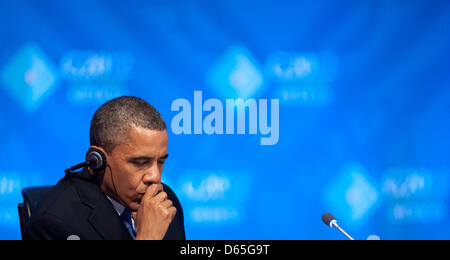 US-Präsident Barak Obama besucht das erste Treffen der G20-Gipfel in Losa Cabos, Mexiko, 18. Juni 2012. Staats- und Regierungschefs der G20 versammelten sich zu einem zweitägigen Gipfel in der exklusiven Badeort an der Pazifikküste. Foto: Peer Grimm Stockfoto