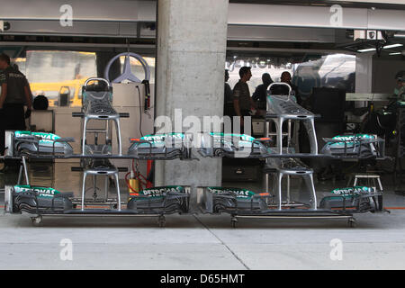 Shanghai, CHina. 11. April 2013. Formel 1 GP, China in Shanghai, 11.04.2013, Mercedes Garage Foto:mspb / Lukas Gorys/Dpa/Alamy Live-Nachrichten Stockfoto