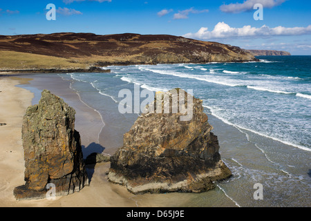 Meer-Stacks auf Garry Strand (Traigh Ghearadha) Tolsta Isle of Lewis Western Isles Scotland UK Stockfoto
