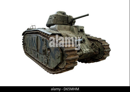 Ein Schnitt aus einem Char B1 schweren Panzer, isoliert. Verwendet von französischen Truppen bei Ausbruch des 2. Weltkrieges Stockfoto