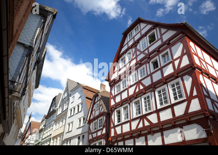 sehen Sie sich auf traditionelle deutsche Häuser in Marburg Stockfoto