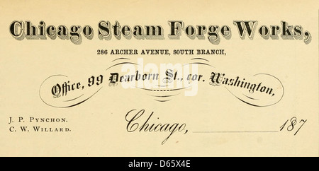 Eine Werbung für Harpels Typograph, die die künstlerischen Druck- und Satzfunktionen des Unternehmens hervorhebt. Das Bild zeigt ihre typografischen Fähigkeiten, die für verschiedene kommerzielle Produkte wie Etiketten, Druck und Werbematerialien verwendet werden. Stockfoto