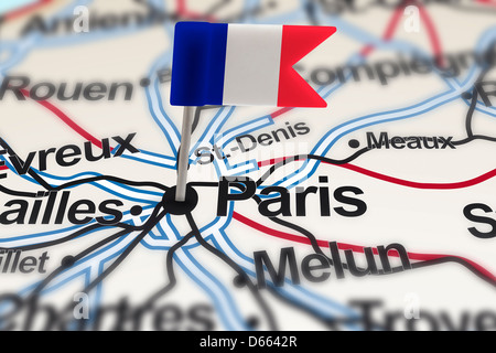 PIN mit Flagge von Frankreich in Paris Stockfoto