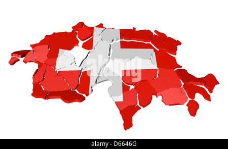 Schweiz Karte geknackt Stockfoto