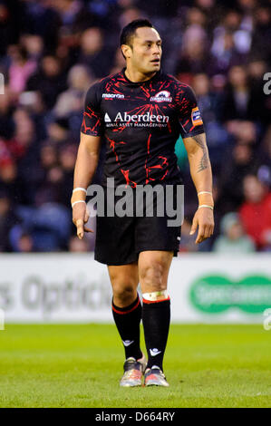 Edinburgh, Schottland. Freitag, 12. April 2013. Ben Atiga während der Edinburgh V Connacht Rabodirect Pro12 Spiel Murrayfield Stadium. Bildnachweis: Colin Lunn / Alamy Live News Stockfoto