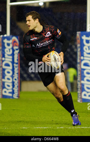 Edinburgh, Schottland. Freitag, 12. April 2013. Tim Visser in Aktion während des Edinburgh V Connacht Rabodirect Pro12 Spiel Murrayfield Stadium. Bildnachweis: Colin Lunn / Alamy Live News Stockfoto