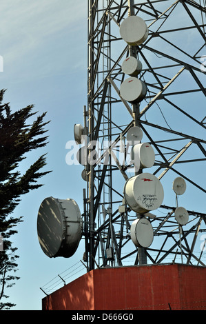 Kommunikation-Antennen auf Twin Peaks, San Francisco, Kalifornien, USA Stockfoto