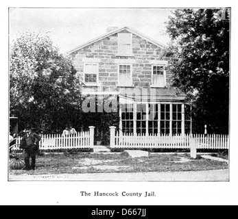 Eine Illustration aus „A Student's History of Illinois“ (1917), die das Hancock County Gefängnis zeigt. Das Bild zeigt die historische Bedeutung des Gefängnisses in der Geschichte von Illinois und bietet einen Schnappschuss der Architektur und der Strafverfolgungsbehörden des frühen 20. Jahrhunderts in der Region. Stockfoto