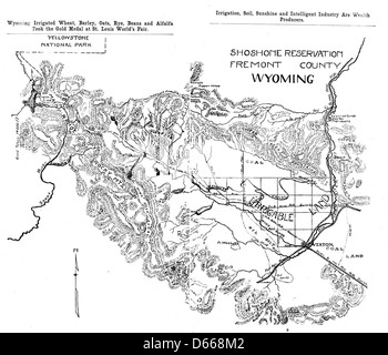 Ein süßes und wohlhabendes Zuhause ist die Grundlage des Glücks. Eine 160 Hektar große Farm kann auf 10 Jahre Zeit billig erhalten werden - genau wie ein Bauverein auf der Shoshone Reservat, Wyoming. 350,000 Hektar für den öffentlichen Eingang durch die Regierung geöffnet .. (1907) Stockfoto