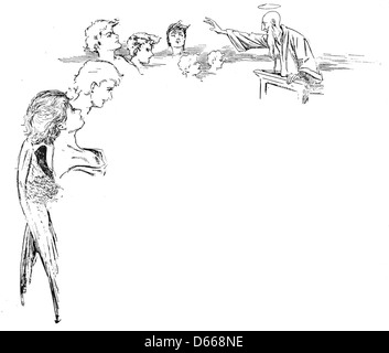 Eine Illustration aus dem Jahr 1894 aus *A Tale of a Halo*, die Engel und Halos in einer Geschichte mit religiösen oder spirituellen Themen darstellt. Das Bild zeigt die ätherischen Qualitäten und göttlichen Symbolismus, die oft mit Engeln in der künstlerischen Tradition verbunden sind. Stockfoto