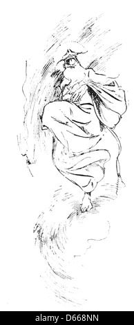 Eine Illustration aus „A Tale of a Halo“ (1894), die den lachenden St. Peter darstellt. Das Bild zeigt die verspielte und zugängliche Seite einer religiösen Figur, die eine leichtere, menschlichere Interpretation des Charakters des heiligen bietet. Stockfoto