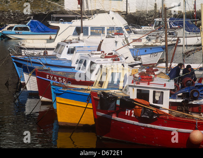 Angelboote/Fischerboote im Hafen von Polperro, Cornwall, England Stockfoto