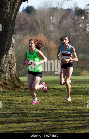 Northampton. 14. April 2013. Zweite Northamptonshire 5k-Rennserie. An einem sonnigen Frühlingsmorgen in Abington Park, Northampton. organisiert von Northamptonshire Sport. Keith J Smith/Alamy Live-Nachrichten Stockfoto