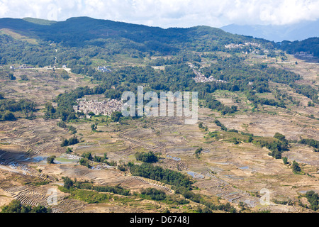 Reis-Terrassen am Tag Stockfoto