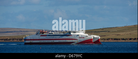 Pentland Ferries Mv Pentalina Ankunft in St Margarets Hope, South Ronaldsay, Orkney Inseln, Schottland Stockfoto