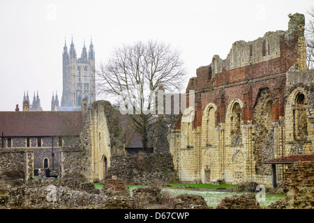 Str. Augustines Abtei im Winter Canterbury Kent Stockfoto