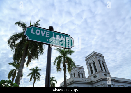Liebe Spur Straßenschild in George Town, Penang, Malaysia Stockfoto